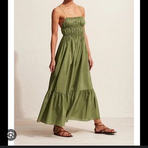 MATTEAU Shirred Cami Dress in Pistachio